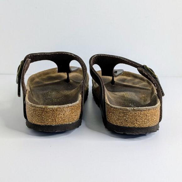 Birkenstock Sandals Gizeh Womens EU 37 Brown Metallic Slip On Thong Cork Leather - Picture 5 of 14